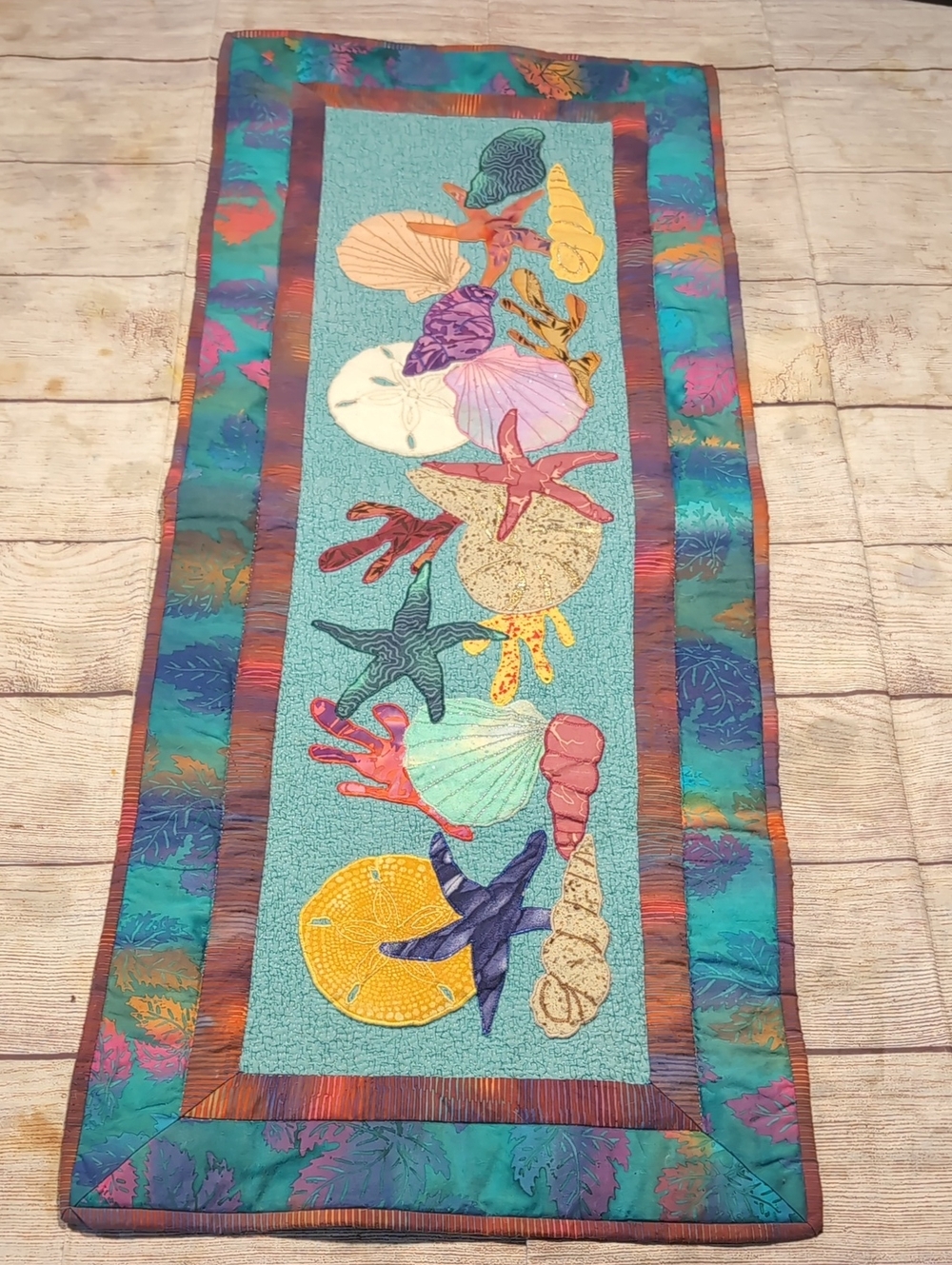 Handmade Stitched Shell Tropical Beach Lake House Wall Hanging